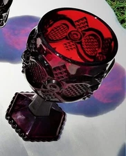 Vintage Avon Cape Cod Ruby Red Glass 4.5”  Water/Wine Goblet~Round Under Design