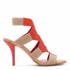 Donald j pliner gwen-82le Lizard Print Leather and Linen Elastic Heeled Sandal