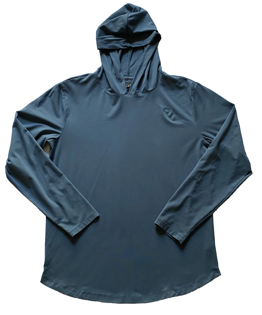 Curved hem hoodie mens sales