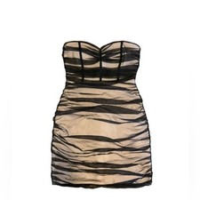 Fashion Nova- Mesh Tube Tule Nude & Black Mini Dress | Large