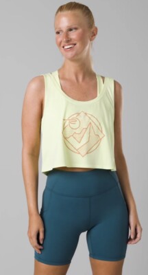 prAna Alpenglow Lime Squeeze Mountain Crop Tank Top XL NWT