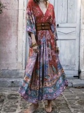 Spell and the Gypsy collective lotus gown maxi dress button up size small S Ruby