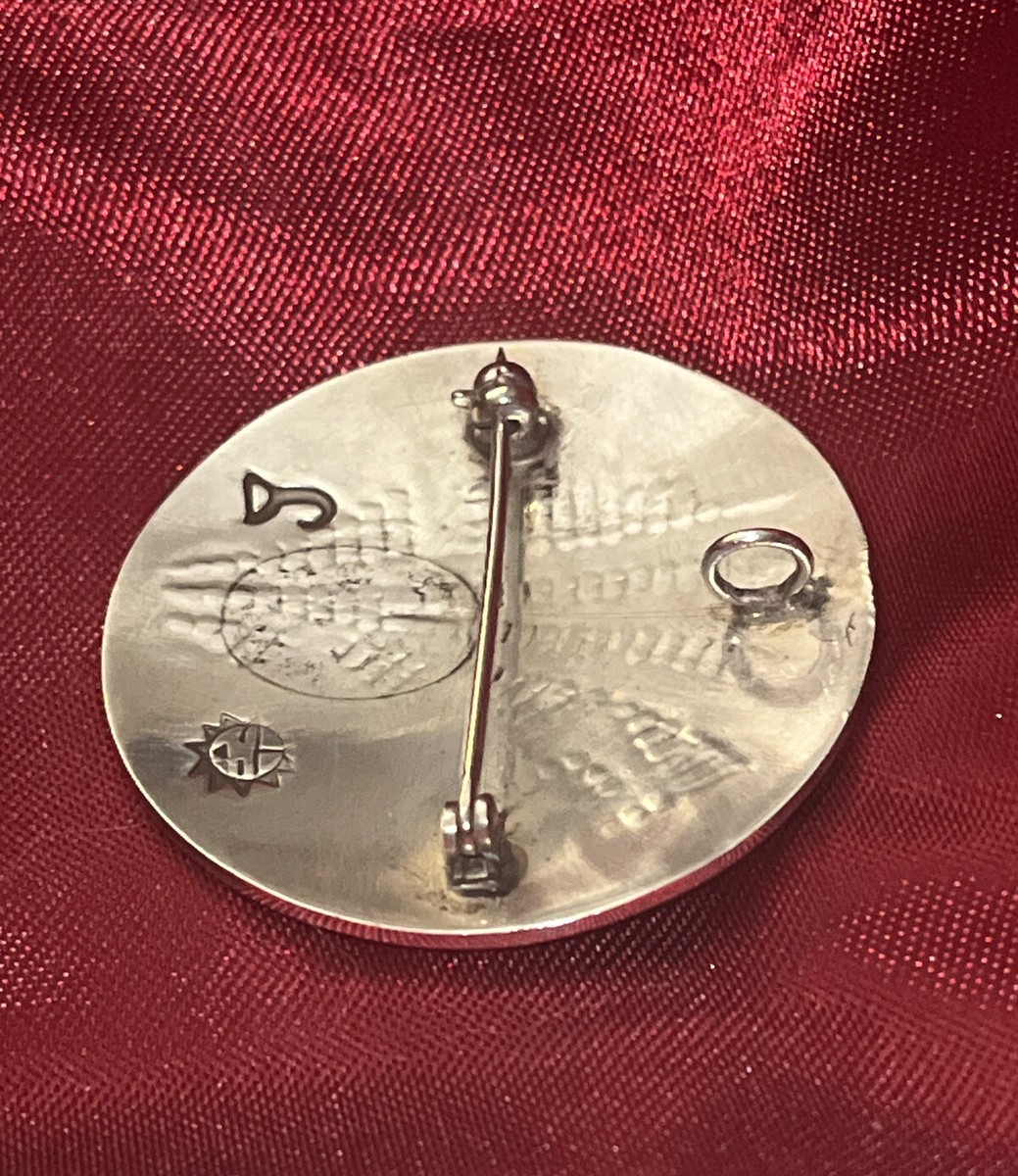 Vintage Stewart Tewawina Large Hopi Silver Overlay Pendant