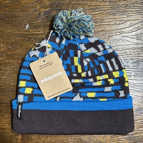 Patagonia Fitz Roy Beanie Hat Patchwork Belay Blue LW Powder Town OSFA Cap Toque - Picture 6 of 6