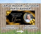 Personalised LARGE Outdoor Indoor Gold Black Theme BIRTHDAY Large Banner Photo