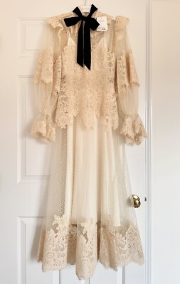 NWT $2,695 Zimmermann Espionage Corded Bow Tulle Lace Gown Maxi Dress AU0 |  eBay