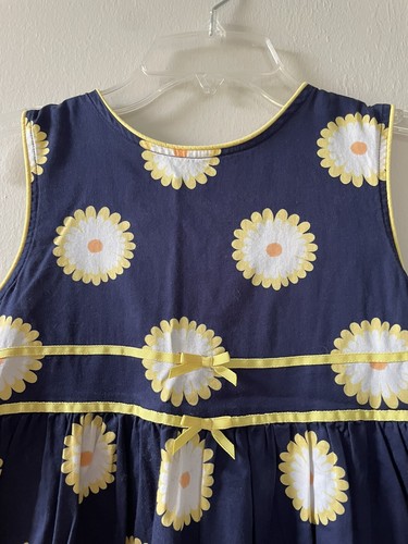 Gymboree Girls Size 10 Dress Navy Sunflower Yellow Flower Sleeveless - Picture 3 of 7
