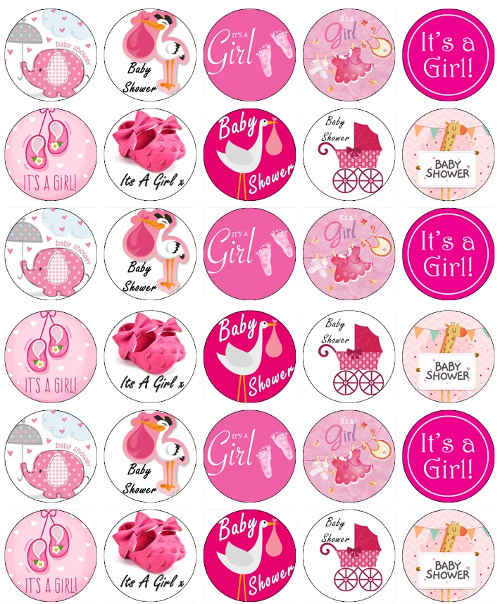 30x Baby Shower Pink Cupcake Toppers Edible Wafer Paper Fairy Cake Toppers