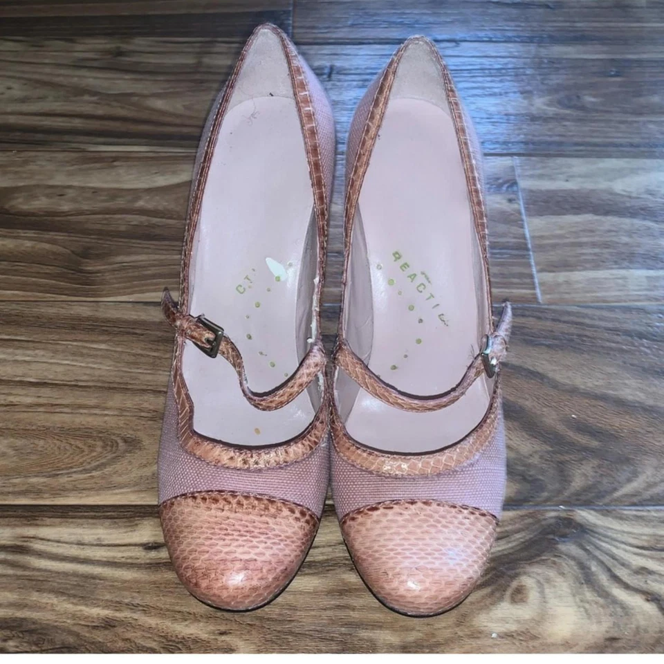 Kenneth Cole Vintage Y2K Rosa Estampado Serpiente Bombas con Correas Talla US 6 Foto 4 de 4