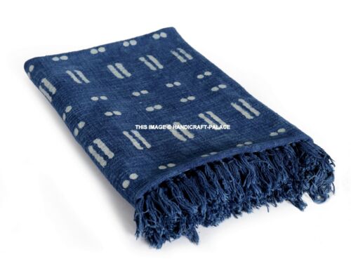 Mudcloth sofa throw, indigo cotton throw, throws for sofas, throw blanket Indian - Picture 3 of 3
