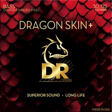 DR Strings DRAGON SKIN+ Steel Bass Strings 6 String Medium 30-125 [DBS6-30]