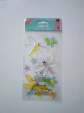 Crafts Jolee's Stickers Dragonfly Dragonflies Gold Clear Gems Plastic 3D Flowers