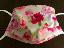 Pink  Red Roses Face Mask, 100 Quilters Cotton, Kid Teen  Adult Sizes