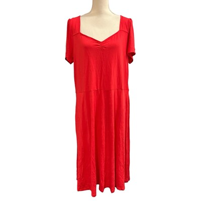 Ann Taylor Dress Womens XL Red Drop Waist Jersey Knit Maxi Comfort Casual  Travel | eBay
