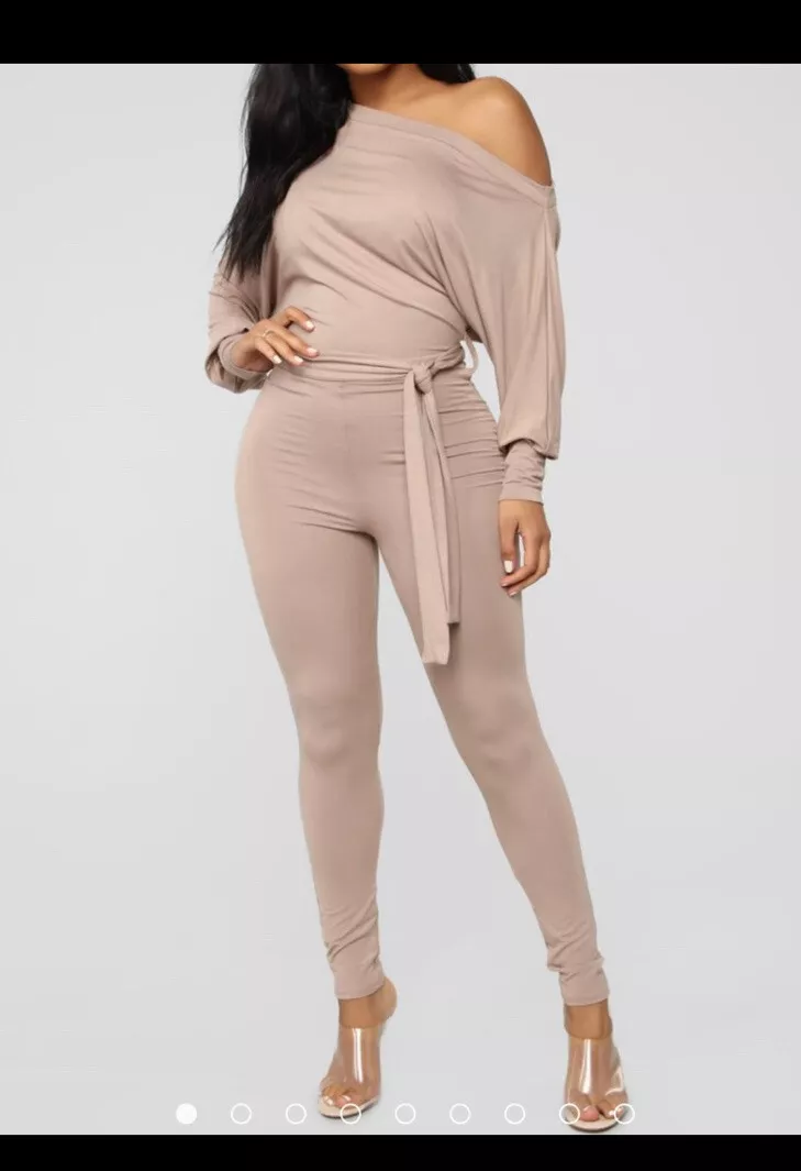 Fashion Nova Pro Lounger Jumpsuit Taupe US M