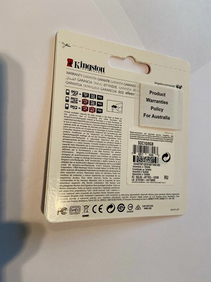 Kingston 8GB micro SDHC Flash Memory Card SDC10/8GB Class 10 Brand New & Sealed - Image 2 of 2