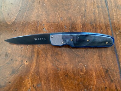 CRKT 7404 Kommer Fulcrum Folding Knife Blue/Gray Patented In Excellent Condition