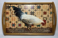 Shelly Triplett Pathwork Rooster Art Serving Tray 18 x 11.5" Kitchen Decor Used