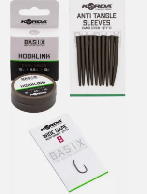 Korda BASIX Hair Rig DIY Wide Gape Hooklink Kit Makes 10 Rigs Braided Bundle