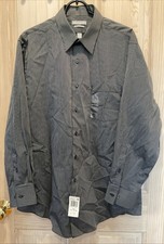 Van Heusen 16 1/2 Fitted Black White Pinstripe Button Up Men s Dress Shirt L NWT