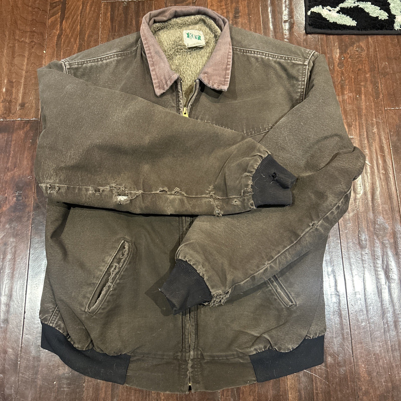 VTG Key Imperial Work Jacket Insulation Men's Size XL Tall Black Distressed