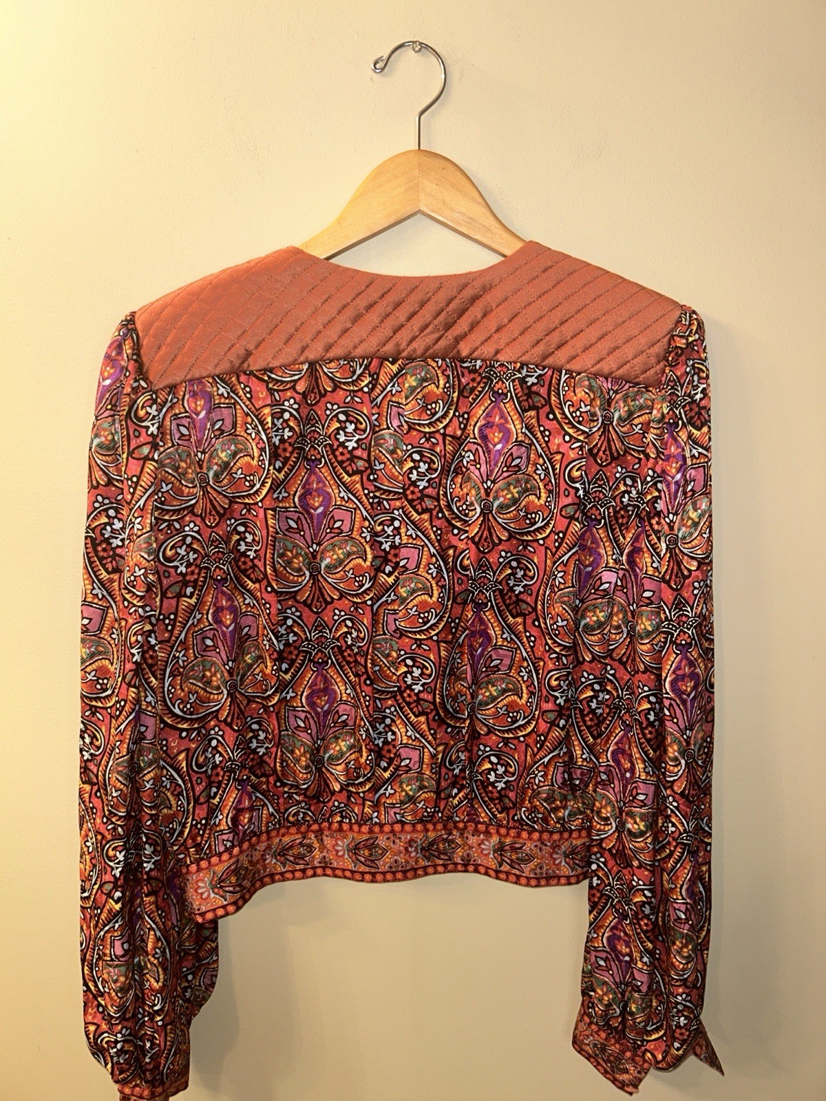 Vintage Miss O Oscar De La Renta Paisley Silk Peasant Top-Rare Find Made In USA