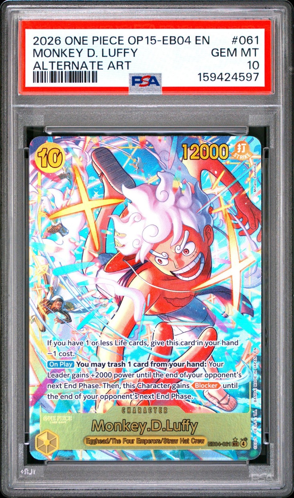 2026 One Piece OP15 EB04 EN Monkey D Luffy Alternate Art #061 PSA 10 GEM MINT