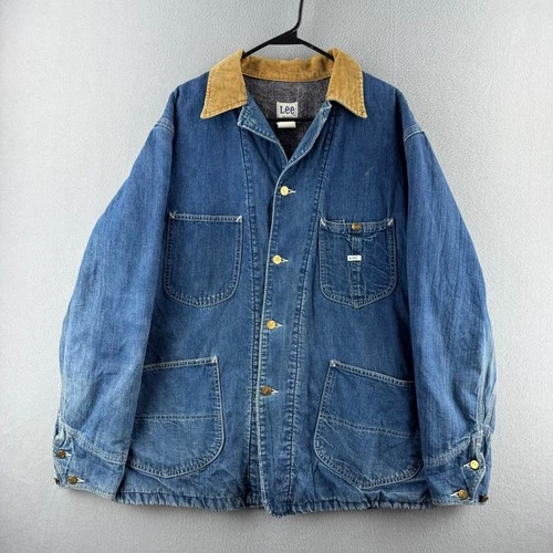 Vintage Lee Jelt Denim Chore Coat Mens 42 Reg  70s Blanket Lined Jacket - product listing photo