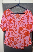Talbots Women s Petite SP Pink & Orange Flora...