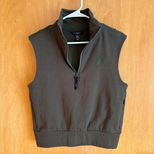 Athleta Allyson Felix Quarter Zip Sleeveless Cropped Sweatshirt Vest Green XXS