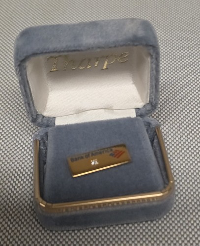 Vintage Bank Of America Gold Employee Service Pin Rare Small Diamond/Gem? W/Case