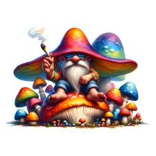 Funky Stoner Gnome Vinyl Sticker Weatherproof Decal Hippie Fun Laptop Sticker