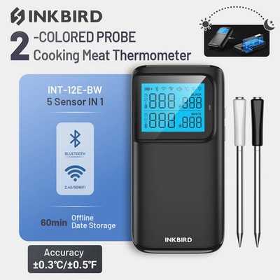 INKBIRD INT-12E-BW Kabelloses WLAN Bluetooth Grillthermometer 5 Sensoren IP67 CF