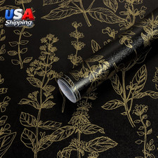 Peel and Stick Wallpaper Black and Gold Wallpaper Dark Floral Contact Paper For