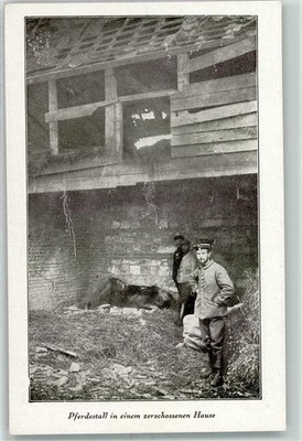 10570074 - Pferdestall in einem zerschossenen Haus , Verlag Imberg & Lefson K