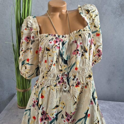 Kleid Sommerkleid Bodyflirt Beige geblümt Kurzarm Gr. 42 bis 52 Damen (5 255) - Bild 3 von 10