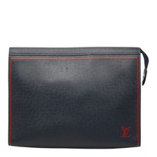 Louis Vuitton Taiga Pochette Voyage Clutch Bag Second M63394 Navy Blue Marine Le