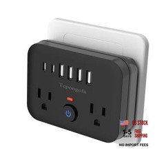 Surge Protector Outlet Extender, Multi Plug Splitter with 2 Electrical Black