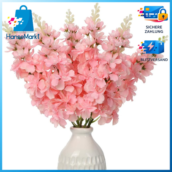 KüNstliche Rittersporn Delphinium Rosa 6Er-Set Dekoblumen FrüHling Deko-image