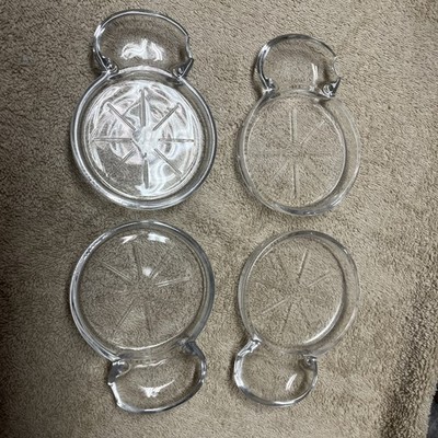 Vintage FOSTORIA Glass Bridge Coaster W Tea Bag/Ash Tray/ Spoon Rest Set Of 4