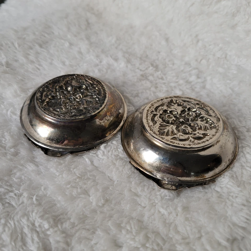 Juego de 2 ceniceros florales plateados vintage  Foto 3 de 4