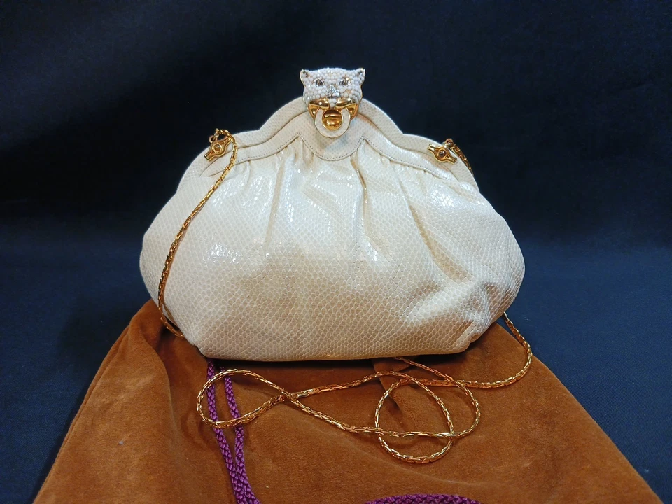 Vintage Finesse La Model Python Snakeskin Jeweled Convertible Clutch Purse RARE - Image 2 of 4