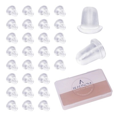 BEADNOVA Earring Backs for Studs Plastic Rubber Clear 1000pcs
