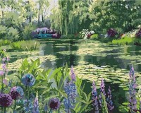 Malen Nach Zahlen: Teich Im Wald Mit Seerosen, 50 X 40 Cm, Mit Rahmen
