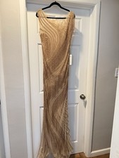 Fully Beaded Evening Gown, Embellished Gold