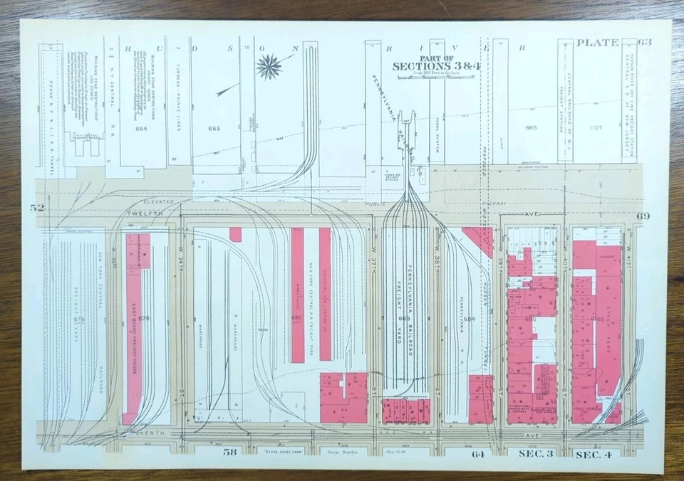 1934 CHELSEA MANHATTAN NEW YORK CITY Map 11th Av-9th Av W37th St-W42nd St - Image 2 of 3