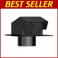 Galvanized Steel 4 Inch Roof Vent with Damper, Black