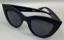 Frye and Co Black Sunglasses Classic Cat Eye Gray Lenses SR1122 Chic Classy Bold