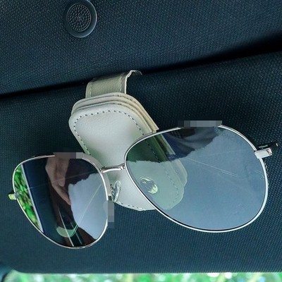 Car Sun Visor Leather Glasses Sunglasses Card Ticket Holder Clip Magnetic *1 pc