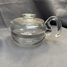 Antique Vintage MCM Pyrex Glass Teapot Flameware Tea Pot Mid Century Modern